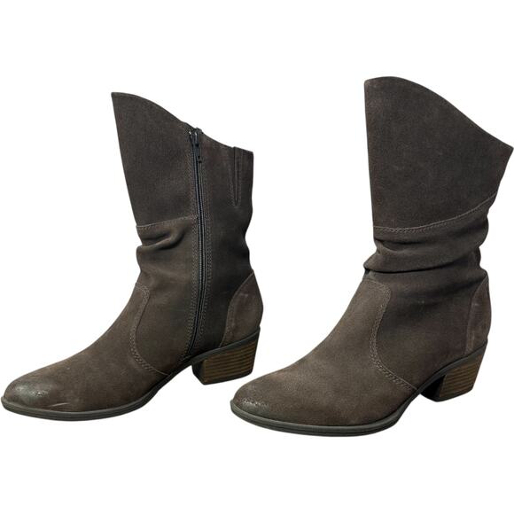 Josef Seibel Suede Mid Calf Boots Womens SZ 38 Brown Western Boho Minimalist - Picture 1 of 11